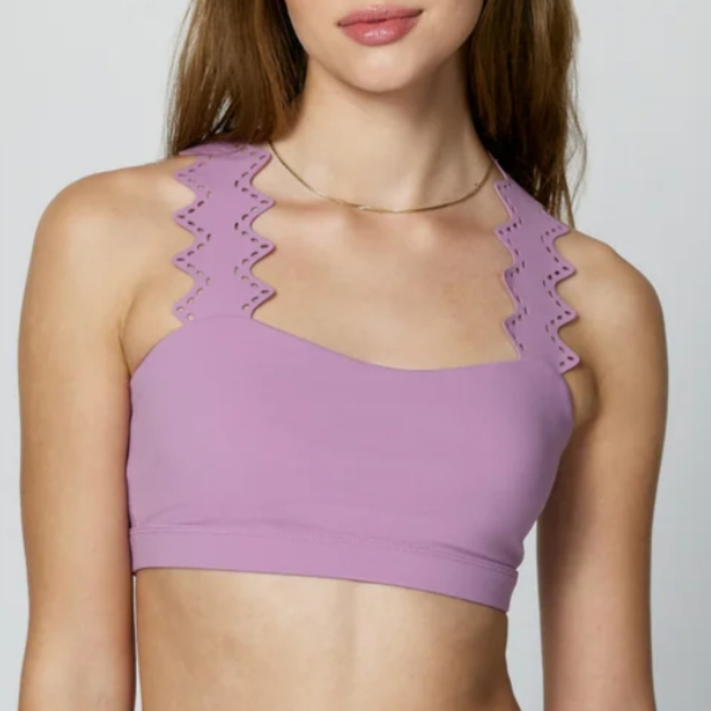 Spiritual Gangster Medium Felicity Dream Tech Eco Jersey Bra Crop Top Scallop